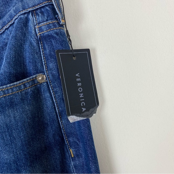 Veronica Beard Keane Long Straight Leg High Rise Front Slit Jeans Size 30 - Picture 12 of 14